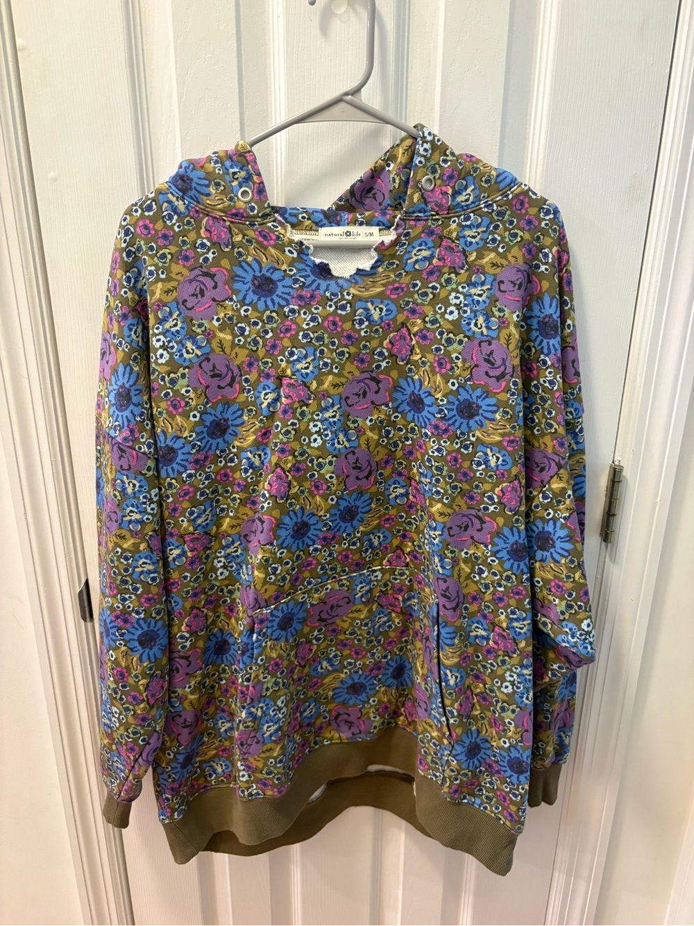 Natural Life Floral Hooded Pullover Top